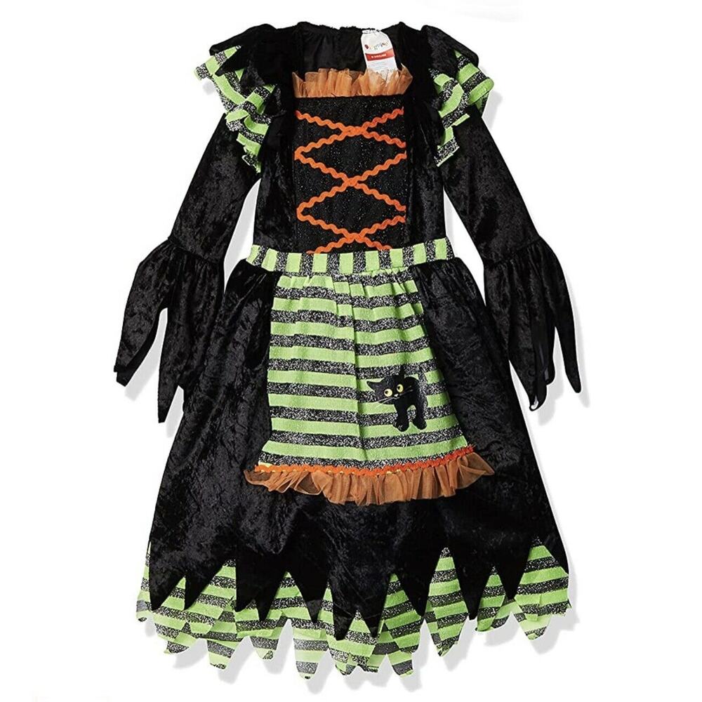 Disguise Story Book Witch Black Sparkle Long Sleeve Girls Dress Up Dress 3T-4T